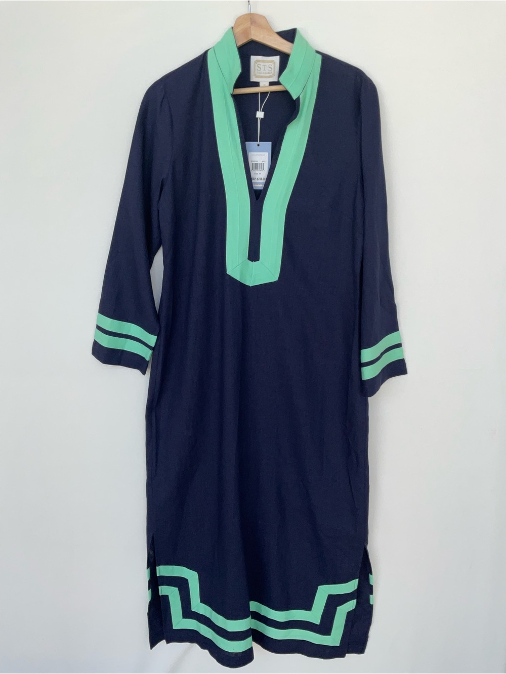 Sail to Sable Navy Midi Dress with Mint Trim